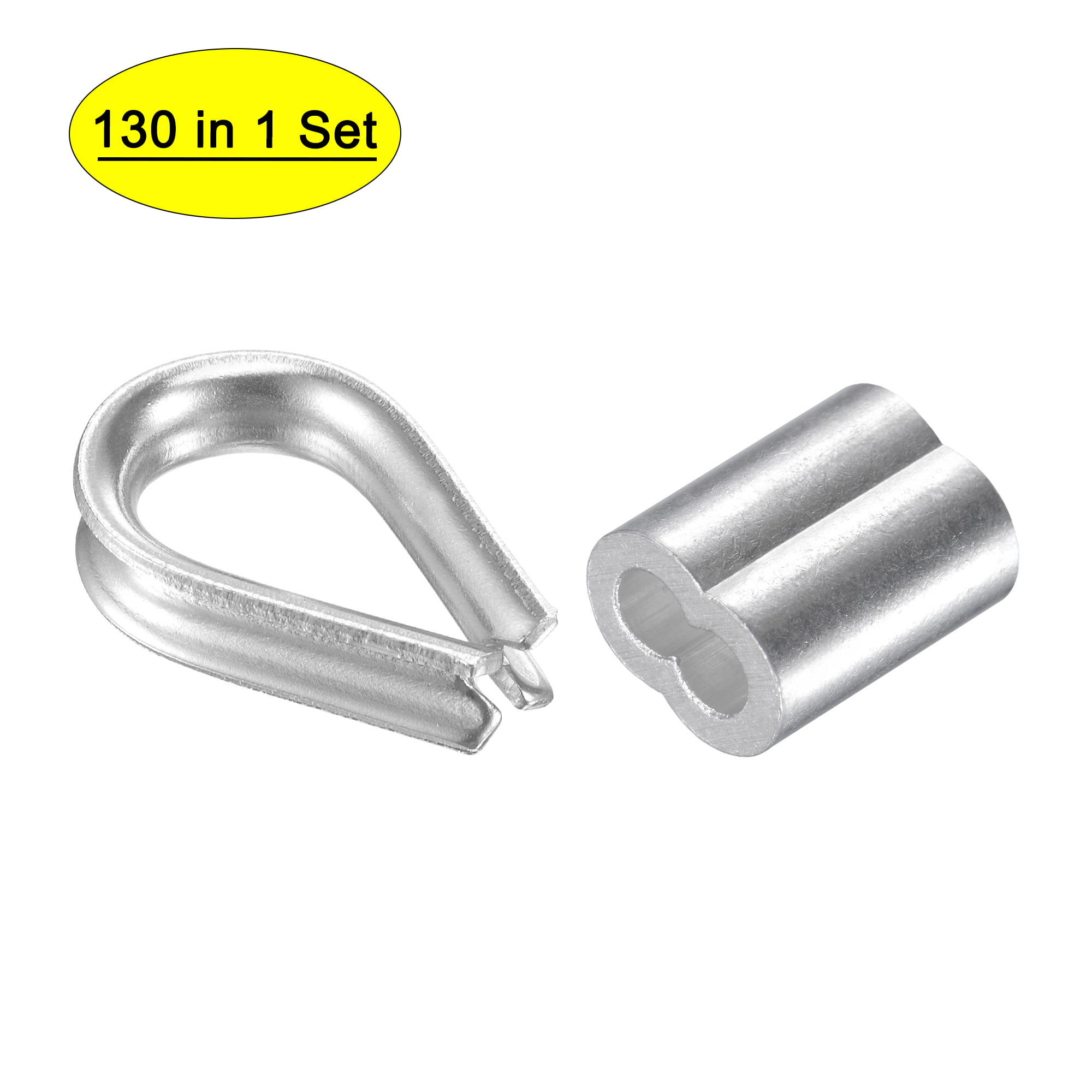 Uxcell M2 Stainless Steel Wire Rope Thimble Rigging Kit, 2.5mm Aluminum  Sleeve, 130in 1 Set 