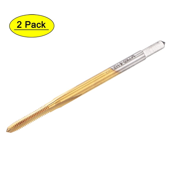 Uxcell M2 x 0.4 Cobalt High Speed Steel Straight Flute Machine Thread Tap Titanium Coated 2 Pack