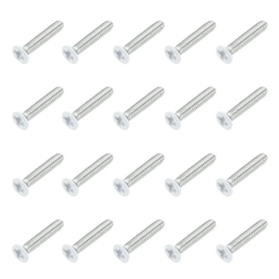 Uxcell M2 x 10mm Flat Countersunk Head Machine Screws 304 Stainless Steel Full Thread Phillips Drive Cross Screw for Furniture Connection Electrical Appliances (White, Pack of 20)