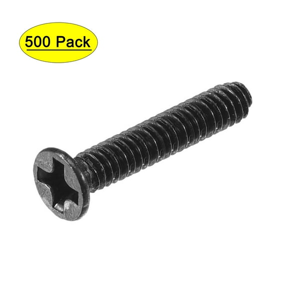 Uxcell M2 x 12mm / 0.47" Phillips Screws Fastener Black Zinc Plated 500 Pack