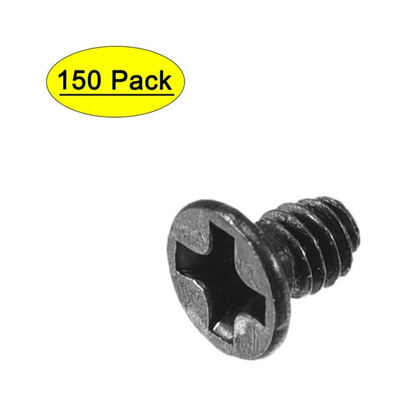 Uxcell M2 x 3mm/0.12" Phillips Screw Fastener Black Zinc Plated 150 Pack