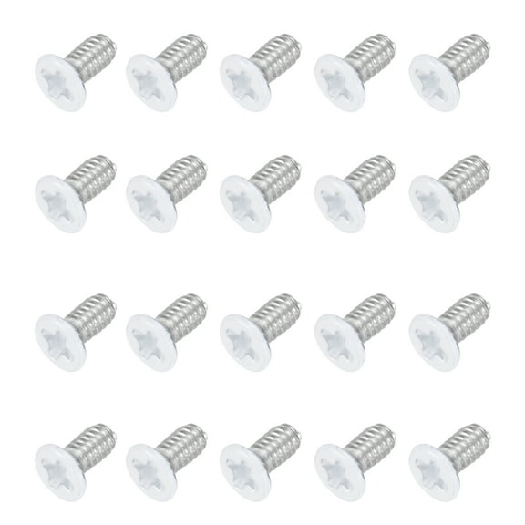Uxcell M2 x 4mm Flat Countersunk Head Machine Screws 304 Stainless Steel Full Thread Phillips Drive Cross Screw for Furniture Connection Electrical Appliances (White, Pack of 20)