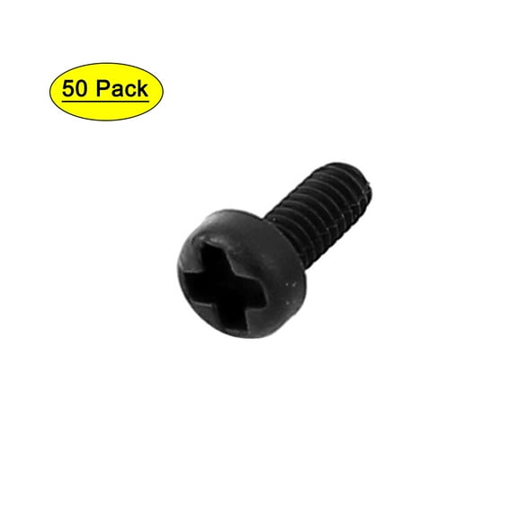 Uxcell M2 x 5mm Plastic Cross Pan Head Machine Screws Black (50-pack)