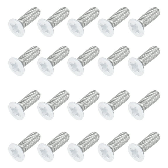 Uxcell M2 x 6mm Flat Countersunk Head Machine Screws 304 Stainless Steel Full Thread Phillips Drive Cross Screw for Furniture Connection Electrical Appliances (White, Pack of 20)