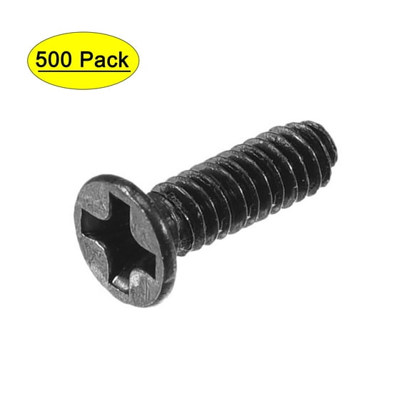 Uxcell M2 x 7mm / 0.28" Phillips Screws Fastener Black Zinc Plated 500 Pack