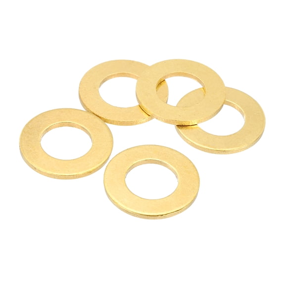 Uxcell M20 Flat Washers, (20mm ID 36mm OD 2mm Thickness, Golden) (5 Pcs), Brass Metric Sealing Gasket Ring Crush Washer Spacers for Faucets/Garden/Bolts/Screws/ Hose Pipe