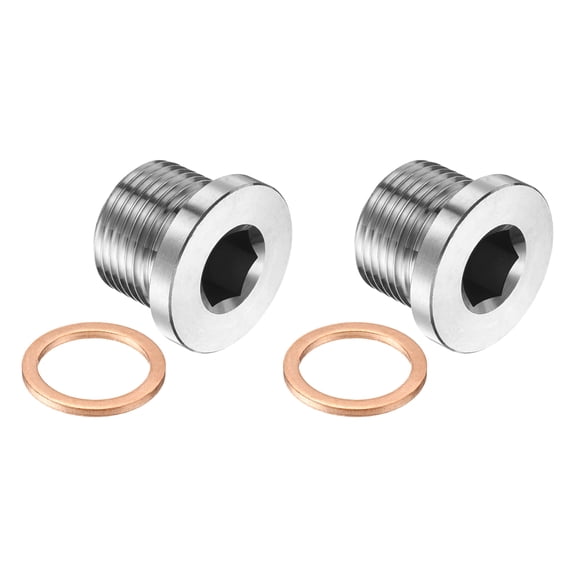 Uxcell M20 Metric Inner Hex Head, 2 Pcs Thread Sensor Plug Standard Pipe Fitting Plug