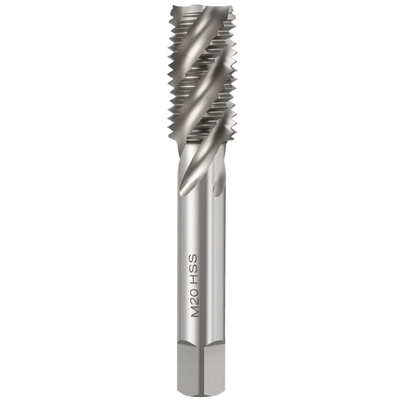 Uxcell M20 x 2.5 Spiral Flute Thread Tap - M2 High Speed Steel Metric Right Hand Thread Tap Polished Finish Screw Thread Milling Machine Taps Threading Tapping