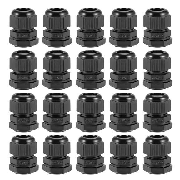 Uxcell M20x1.5 Cable Gland 6mm-12mm Wire Hole Waterproof Nylon Joint Adjustable Locknut with Washer Black 20 Pieces