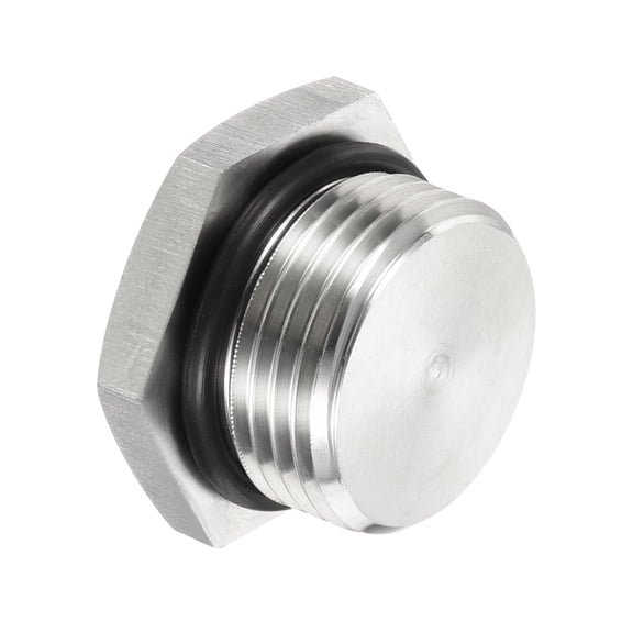 Uxcell M20x1.5 Male Plug Stainless Steel Thread Hex Head Socket Pipe Fitting with Sealing Rubber Ring
