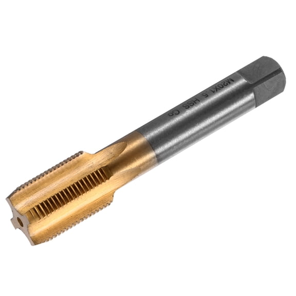 Uxcell M20x1.5mm Metric Thread Tap, HSS Titanium Coated 104mm Length Straight Flute Right Hand Thread Screw Tapping Tool