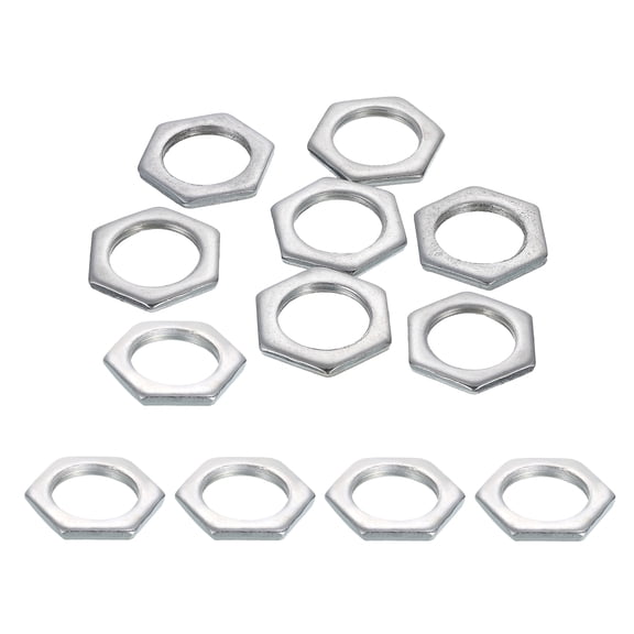 Uxcell M20x1.5x3mm Steel Hex Nuts, 12Pcs Metric Thread Carbon Steel Zinc Plated Finished Hardware Metal Screw Nuts Fasteners for Machinery Manufacturing, Industrial Use, 27mm Width
