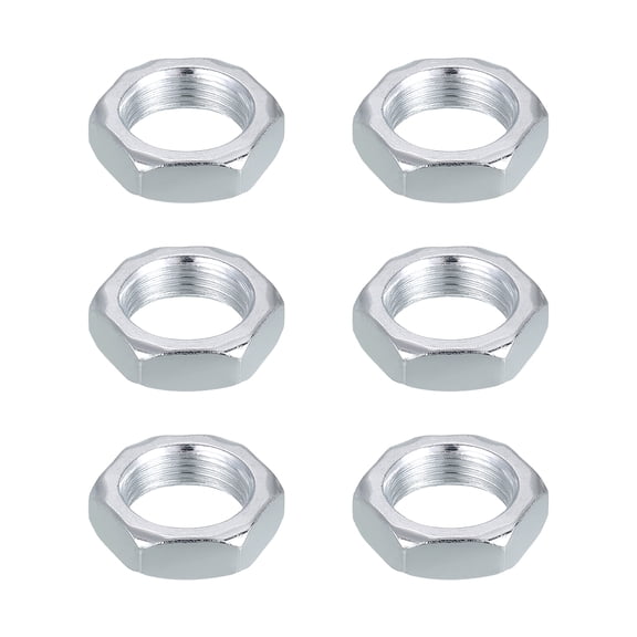 Uxcell M20x1.5x8mm Steel Hex Nuts, 6Pcs Metric Thread Carbon Steel Zinc Plated Finished Hardware Metal Screw Nuts Fasteners for Machinery Manufacturing, Industrial Use, 27mm Width