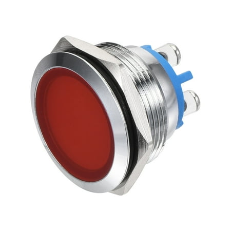 Uxcell M22 110V Panel Mount Waterproof Metal LED Indicator Signal Light Red