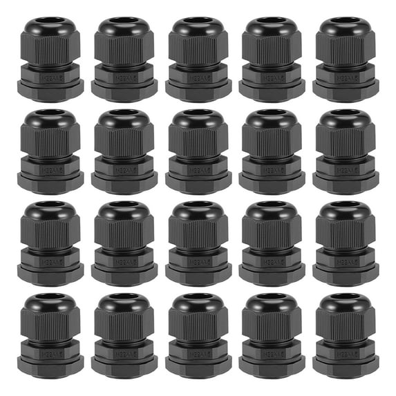 Uxcell M22x1.5 Cable Gland 7mm-12mm Wire Hole Waterproof Nylon Joint Adjustable Locknut with Washer Black 20 Pieces