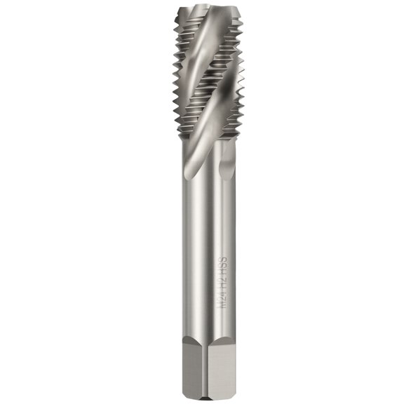 Uxcell M24 x 3 Spiral Flute Thread Tap - M2 High Speed Steel Metric Right Hand Thread Tap Polished Finish Screw Thread Milling Machine Taps Threading Tapping