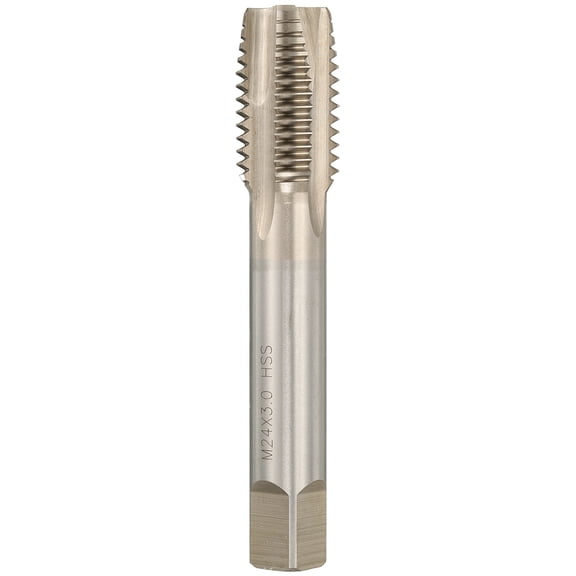 Uxcell M24 x 3 Spiral Point Tap - M2 High Speed Steel Metric 4 Flute Right Hand Thread Tap Polished Finish Screw Thread Milling Machine Taps Threading Tapping