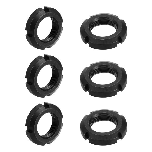 Uxcell M25x1.5mm - 6 Pack Retaining Four Slot Slotted Round Nuts - Carbon Steel