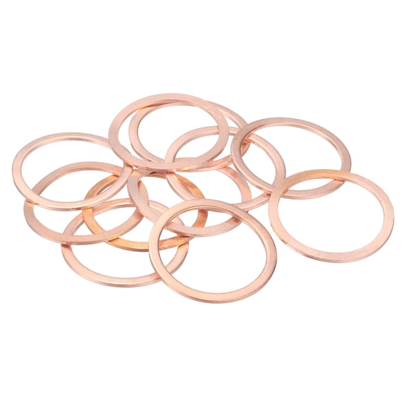 Uxcell M26 Copper Flat Washers, (26mm ID 32mm OD 2mm Thick, Purple) (14 Pcs), Sealing Ring Automotive Drain Plug Gaskets Flat Oil Crush Washer Spacers, Suit for - Fasten Screws/Faucets