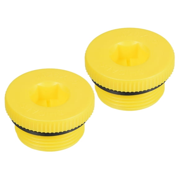 Uxcell M26x1.5 Hold Plugs Plastic Male Threaded Hex Socket End Cap, Yellow 2 Pack