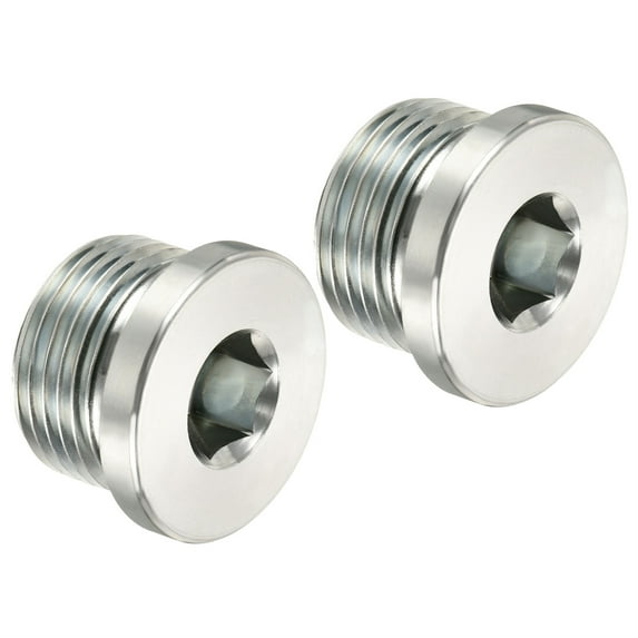 Uxcell M27*2 Internal Hex Head Pipe Fitting Plug, 2 Pack Male Thread 45# Steel Socket Plug with Sealing Ring