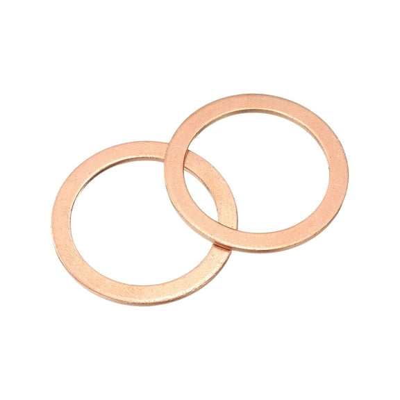 Uxcell M27 Flat Washer, 3 Pack Copper Ring Washer 35mm OD 1.5 Thick Sealing Gasket Ring