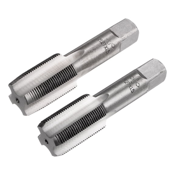 Uxcell M27 x 1.5 Alloy Tool Steel Taper/Bottom Screw Thread Taps Metric Hand Tap Set 1 Pair