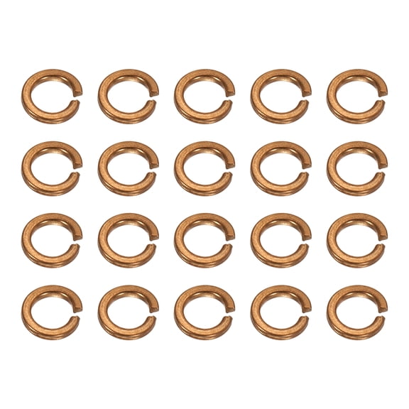 Uxcell M2x3.3x0.5mm Split Lock Washer, 20 PCS Copper Metric Spring Lock Gaskets Washer Spacers for Screws Bolts, Cooper Tone