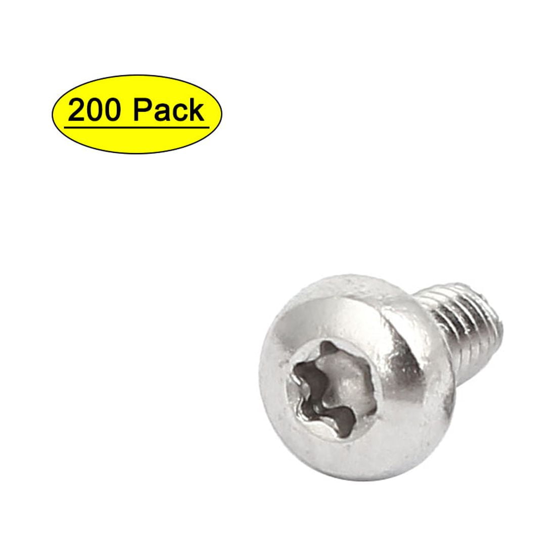 Uxcell M2x4mm 304 Stainless Steel Button Head Torx Screws Bolts T6 Drive 200 pack