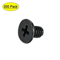 Uxcell M2x4mm Black Phillips Screw Fastener 3.8mm Dia Screw Head 200 Pack