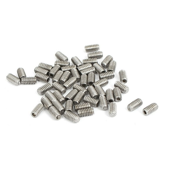 Uxcell M2x4mm Stainless Steel Hex Socket Set Cap Point Grub Screws Silver Tone 50 Pack