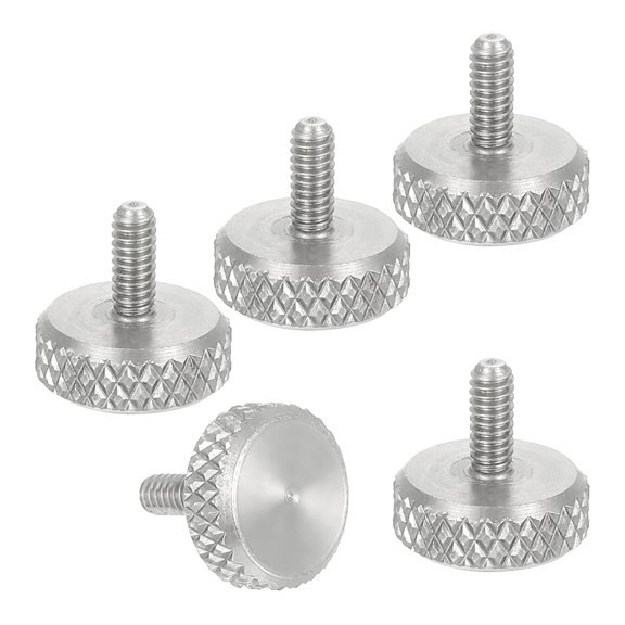 Uxcell M2x5mm Vernier Caliper Screws, 304 Stainless Steel Flat Head Thumb Screws Metric Diamond Knurled Head Bolts Grip Knobs Hand Tighten Thread Fasteners Lock Position, 5 Pcs