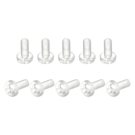 Uxcell M2x6mm Plastic Phillips Bolts PC Pan Head Machine Screws Transparent 50 Pack