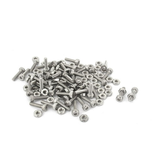 Uxcell M2x8mm Stainless Steel Hex Socket Head Knurled Cap Screws Bolts Nut Set (50-pack)