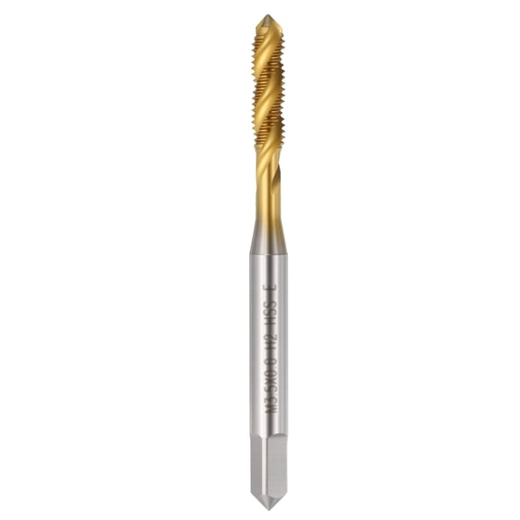 Uxcell M3.5 x 0.6 Spiral Flute Thread Tap - M2 High Speed Steel Right Hand Thread Tap Titanium Finish Screw Thread Milling Machine Taps Threading Tapping