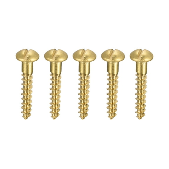 Uxcell M3.5 x 20mm Wood Screws Slotted Round Head Brass Self-Tapping Screw 50 Pack