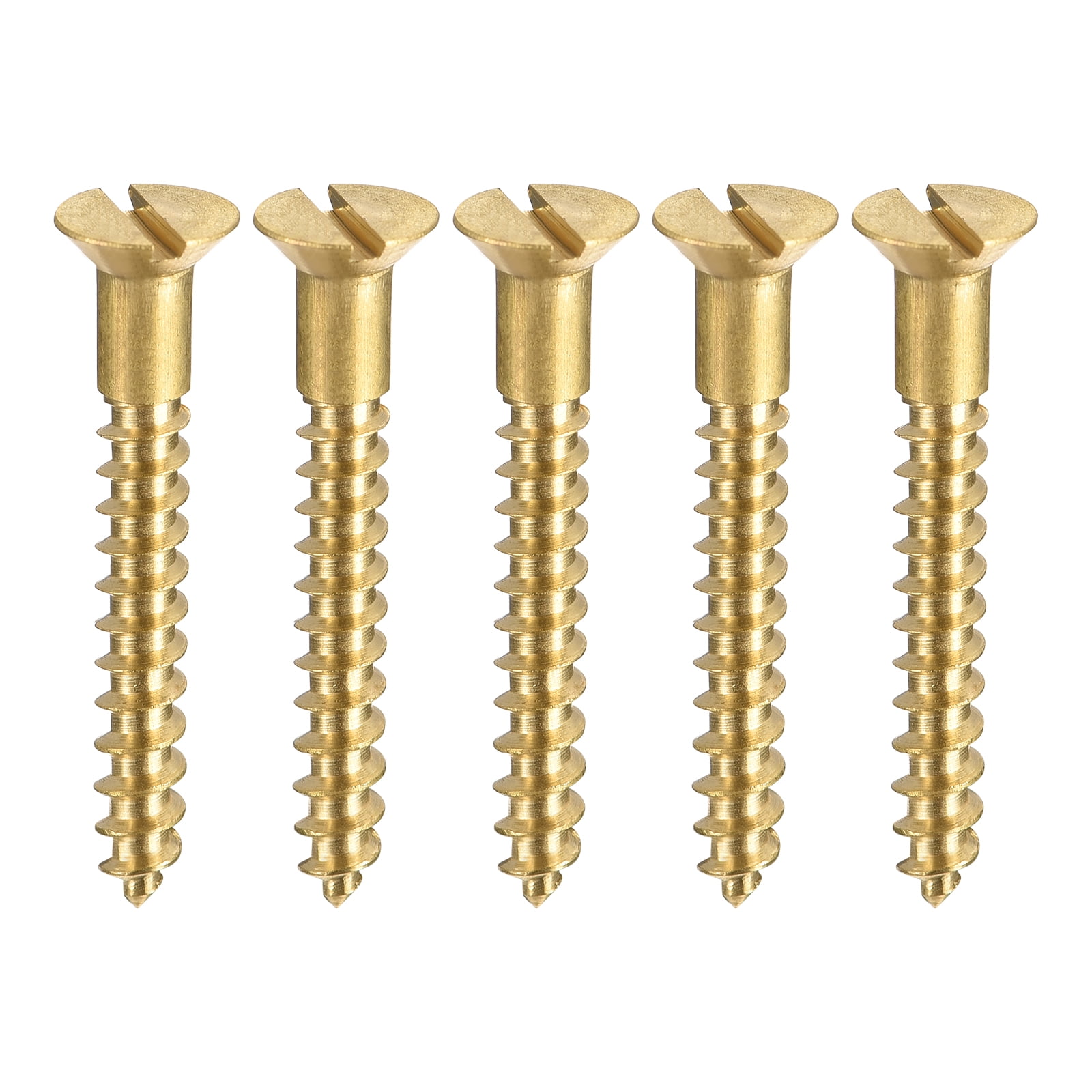 Uxcell M3.5 x 30mm Wood Screws Slotted Flat Head Brass Self-Tapping Screw 100 Pack