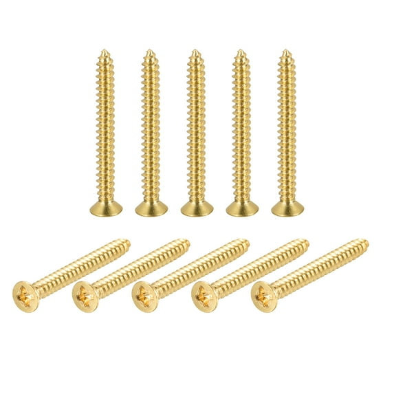 Uxcell M3.5x30mm Brass Wood Screws, Phillips Flat Head Self Tapping Connector 15 Pack