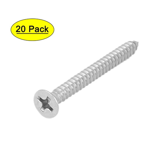 Uxcell M3.9x40mm 316 Stainless Steel Flat Head Self Tapping Screws Bolts (20-pack)