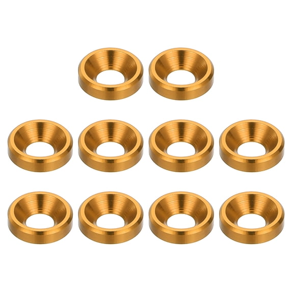 Uxcell M3 Countersunk Washers, 10 Pack Finish Washers Alloy Aluminum Screw Gaskets Gold Color