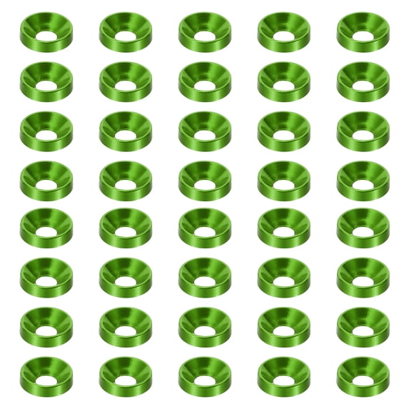 Uxcell M3 Finish Countersunk Washer, 60pcs Aluminum Alloy Flat Cup Head Screw Gasket for Mechanical Parts Green