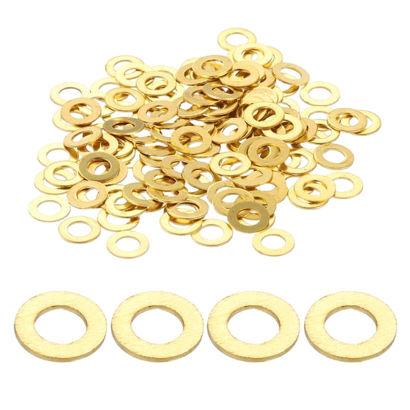 Uxcell M3 Flat Washers, (3mm ID 6mm OD 0.5mm Thickness, Golden) (125 Pcs), Brass Metric Sealing Gasket Ring Crush Washer Spacers for Faucets/Garden/Bolts/Screws/ Hose Pipe