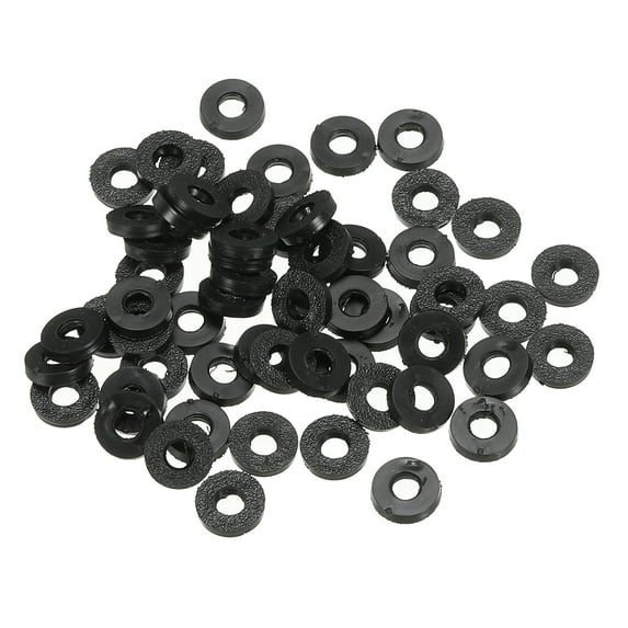 Uxcell M3 Rubber Flat Washer, 100 Pack 3mm ID 7mm OD Sealing Gasket Ring for Faucet Pipe Water Fastener Bolt, Black