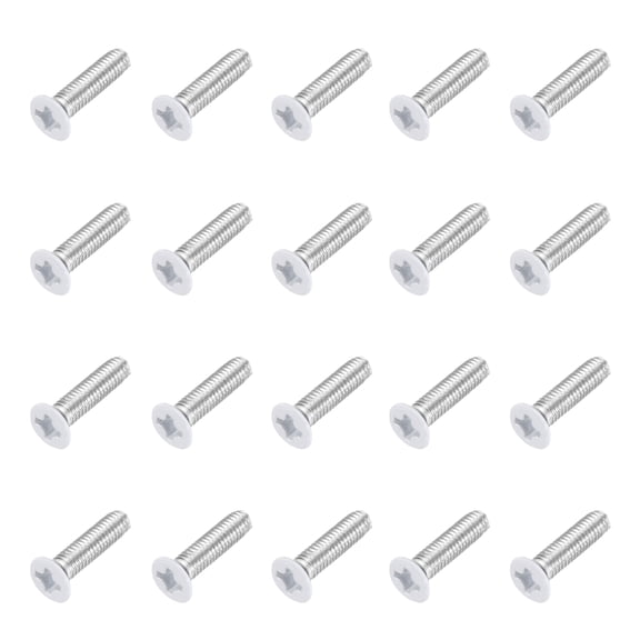 Uxcell M3 x 10mm Flat Countersunk Head Machine Screws 304 Stainless Steel Full Thread Phillips Drive Cross Screw for Furniture Connection Electrical Appliances (White, Pack of 20)