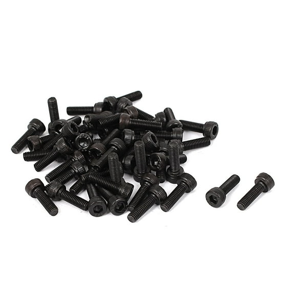 Uxcell M3 x 10mm Full Thread Carbon Steel Hex Socket Cap Head Screws Bolts Black (50-pack)