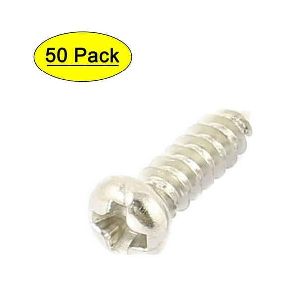 Uxcell M3 x 10mm Stainless Steel Cross pan Head Self Tapping Screws Bolts (50-pack)
