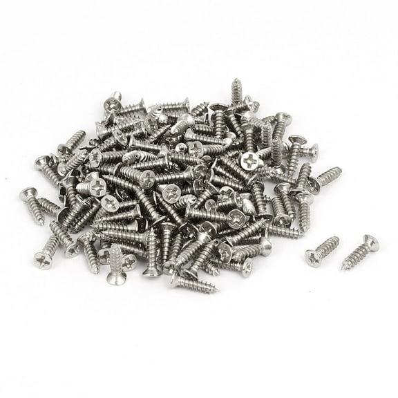 Uxcell M3 x 12mm Flat Head Self Tapping Screws Metal Silver Tone (200-pack)