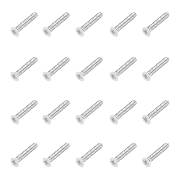 Uxcell M3 x 16mm Flat Countersunk Head Machine Screws 304 Stainless Steel Full Thread Phillips Drive Cross Screw for Furniture Connection Electrical Appliances (White, Pack of 20)