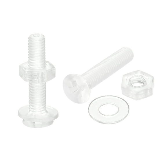 Uxcell M3 x 16mm Plastic Phillips Machine Screws with Nuts and Flat Washers, PC Flat Head Machine Bolts 20 Sets