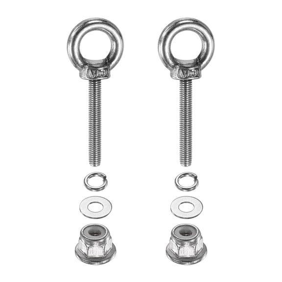 Uxcell M3 x 20mm Shoulder Eye Bolt, 2 Pcs 302 Stainless Steel Lifting Eye Bolt